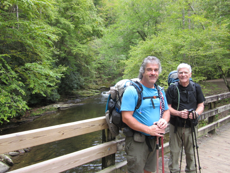Craig and Dad on bridge over Deep Creek
