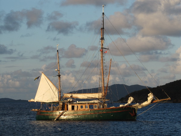 An older wooden ketch shares our anchorage.