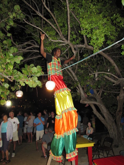 Performers on stilts at full moon party