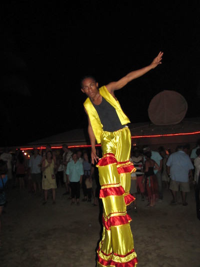 Performers on stilts at full moon party