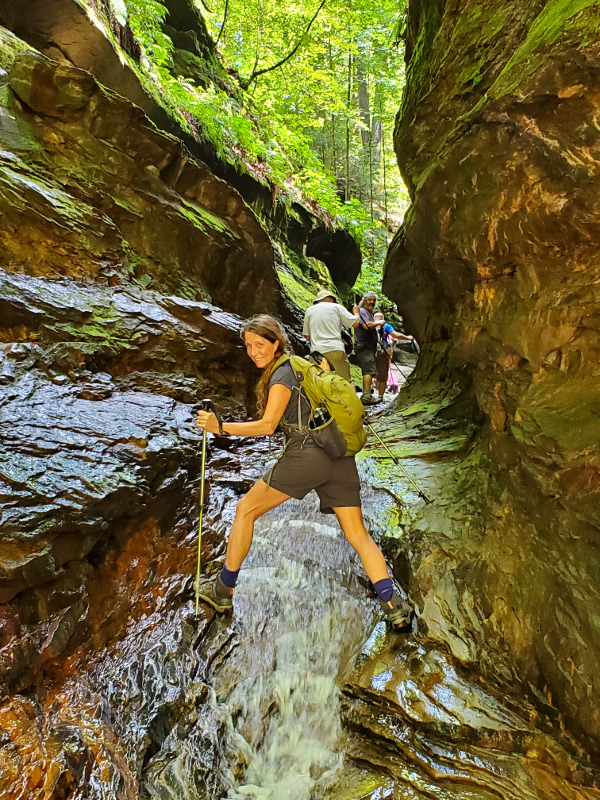 Lora hiking up the creek on trail #3