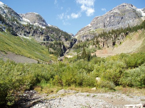 View up the valley toward Silver Cloud and Silver Crown mines