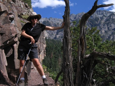 Kathy on a narrow part of the Ouray Perimeter Trail