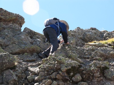Steve starts his climb toward the summit.