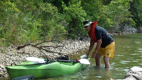 Dad took an unexpected swim while trying to get in one of the tippier kayaks